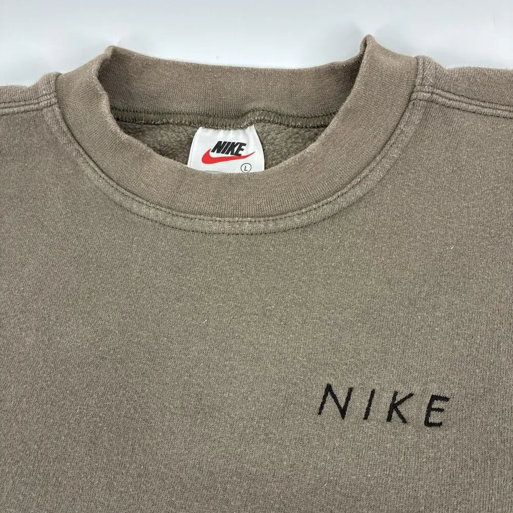 Vintage Nike Pullover Sweatshirt Men Large Brown Logo Embroidered 90s USA Rare
